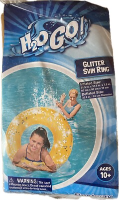 SEALED H2O GO! Bestway Gold Glitter Swim Ring 31.5'' Tube Pool Float Ages 10+