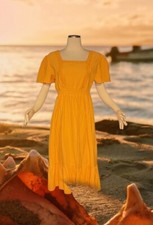 SHEIN Prairie COTTAGE CORE Orange Dress 100% COTTON Crochet Embroidered Sz LARGE