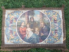  ICONOGRAFIA ANTICO ARAZZO STENDARDO ARTE SACRA FAMIGLIA ICONA 