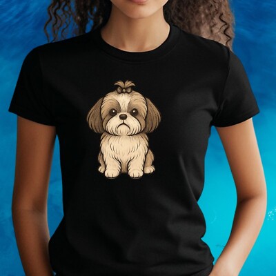 Frauen T-Shirt Shih Tzu Hund Motiv Baumwolle Größe S bis 3XL