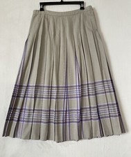 Pendleton Women Sz 16 Vintage Drop Waist Pleated Plaid Skirt Madi Gray /purple