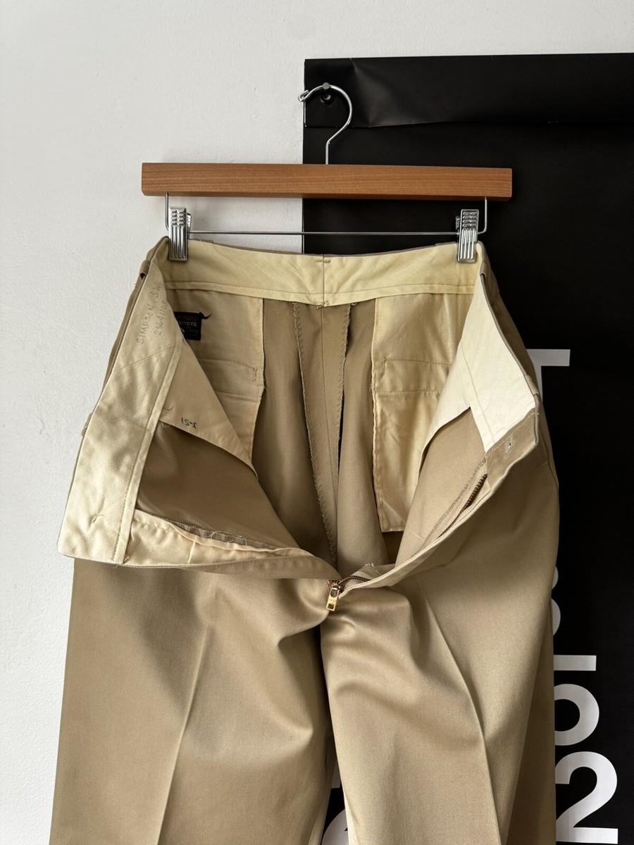 パンツ 60s Lee chetopa twill pants W34 L28 Vintage 60s Lee Prest Chetopa Twill Khaki Pants - Talon Zip