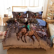 3D Cowboy Horse Quilt Cover Set Duvet Cover Bedding Pillowcases