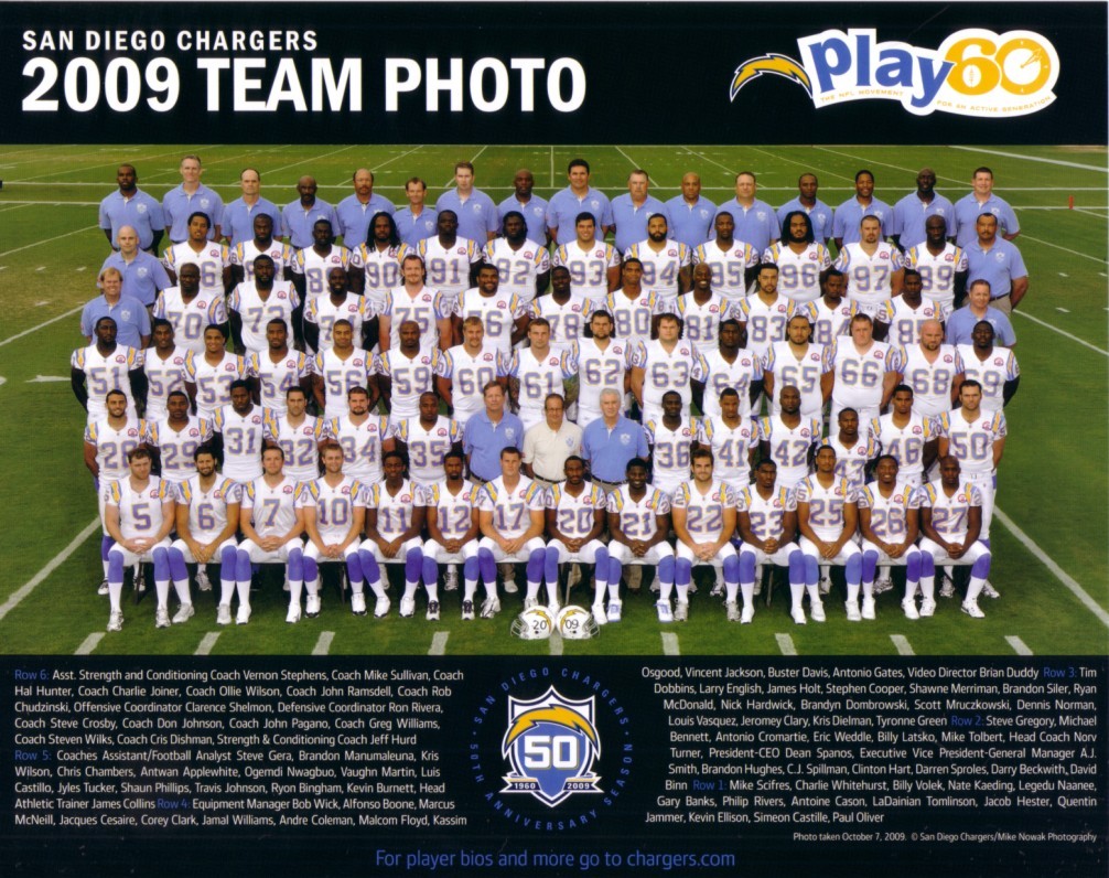 2009 2010 2011 2012 2013 2014 SD Chargers 8x10 team photo Rivers