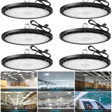 6Pack UFO LED High Bay Light 6000K, Plug & Play Lighting for Warehouse GYM Barn