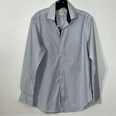 Construct Con.Struct White Blue Stretch Slim-Fit Dress Shirt | eBay