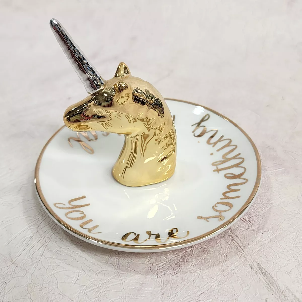 Charming Charlie Gold Silver Magical Unicorn Ring Jewelry Trinket