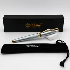 Vintage Regal Ballpoint Pen 12R-S Silver & Gold in Original Box Excellent Cond