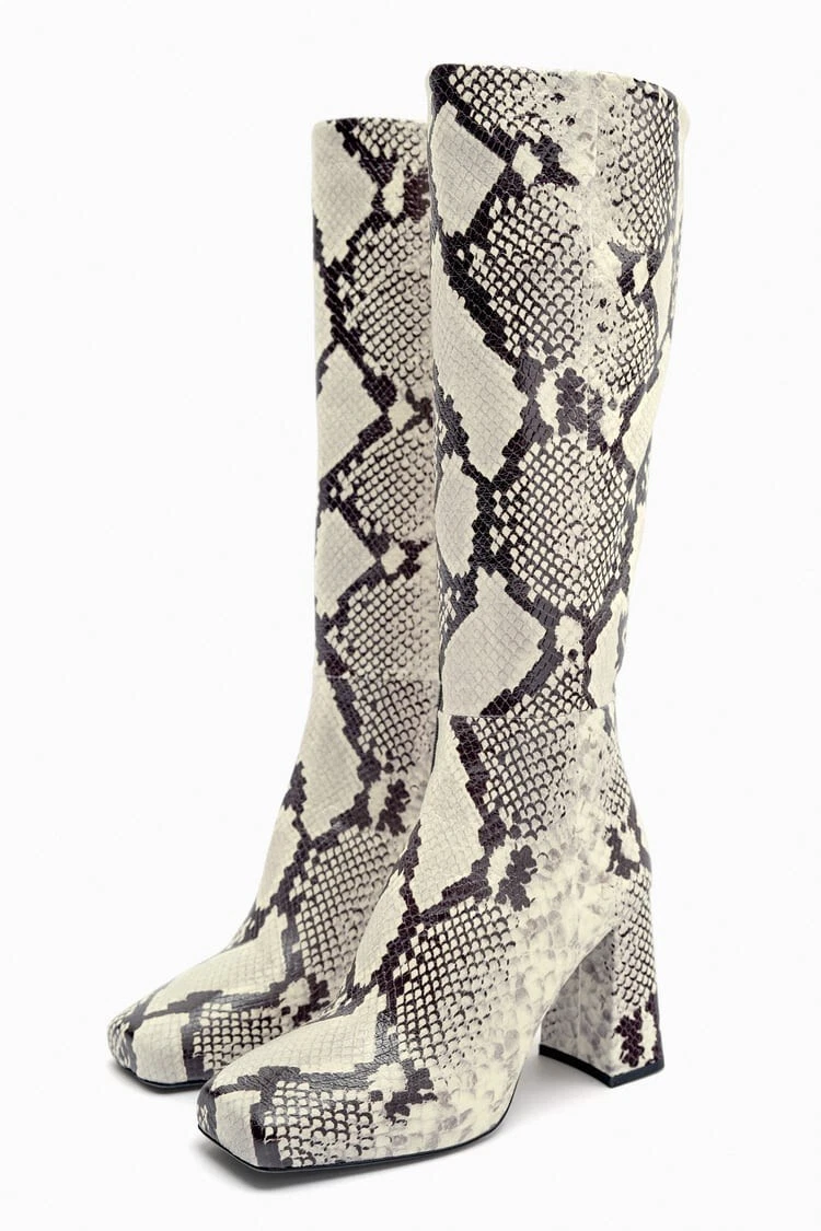 Hai serpent snake print leather tall block heel boots 2025