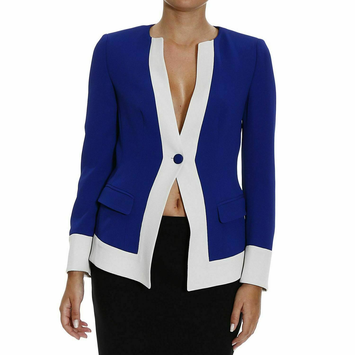 BNWT RRP £590 AUTHENTIC DESIGNER EMPORIO ARMANI BLUE BLAZER SMART JACKET UK10