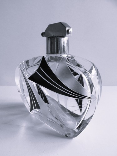 Botella de perfume de vidrio cortado checo/bohemio KARL PALDA atomizador vidrio Dauber años 30 - Imagen 3 de 11