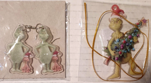 The Grinch Christmas Tree Ornament & Earrings Set - Acrylic