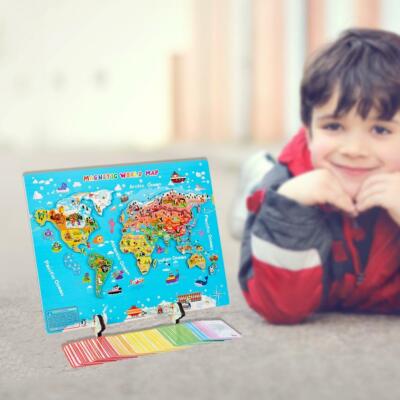 Holz Weltkarte Puzzles Montessori Geographie Block Klassenzimmer Requisiten Spielzeug