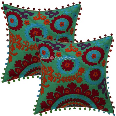 Suzani Cushion Cover Ethnic Boho Bohemian Sofa Car Pillow Cases For Home Decor