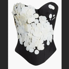 SAINT SINTRA Swarvoski Crystal Embellished Bustier Wool  Silk Corset Size 38