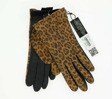 Fownes Bros 144050 Women's Touch Screen Leopard Print Leather Gloves Sz. 6.5