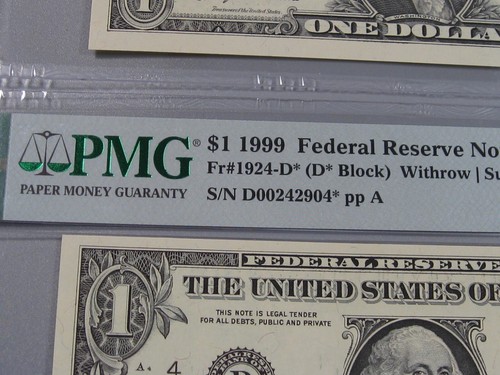 2 CU Crisp Consec Serial # ⭐STAR⭐ $1 FRN 1999 Notes PMG CU64,65EPQ Fr#1924-D⭐Cle - Picture 10 of 20