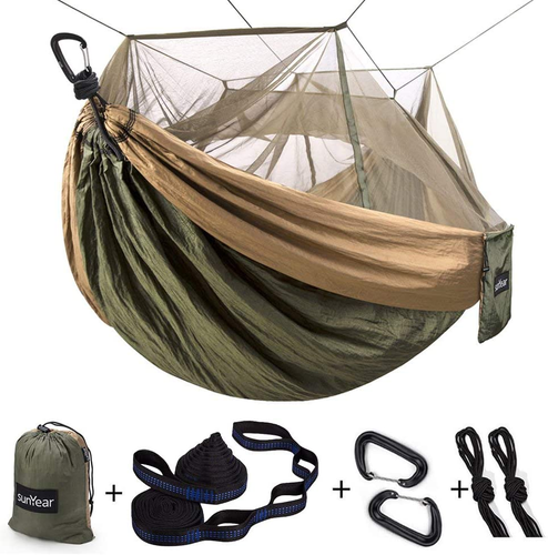 Camping Hammock, Portable Single & Double Hammock with Net, 2 Person Hammock Ten - Picture 7 of 12