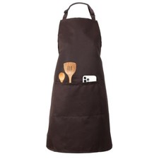 Kitchen Bib Chef Apron for Women Men with Pockets Brown 1
