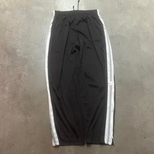 Y2K Nike men's black white silver stripe baggy track pants open leg vintage L