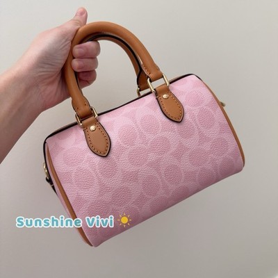 NWT Coach Mini Rowan Crossbody Bag In Signature Canvas Charm Pink