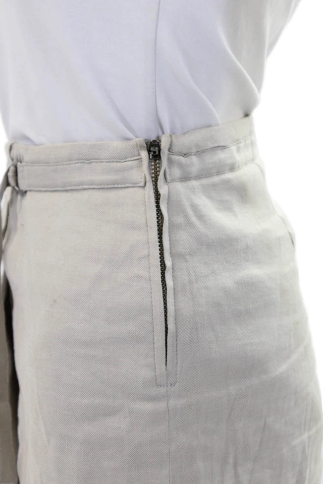 Minifalda Helmut Lang para mujer de lino forrada con cremallera lateral beige talla 6 Foto 4 de 4