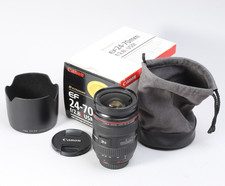 CANON EF 24-70MM F/2.8L USM WITH HOOD CAPS CASE IN BOX WORKS READ DESCRIPTION