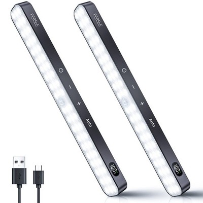 Under Cabinet Lights Rechargeable, Battery Level Display, 60 LED Motion Senso...