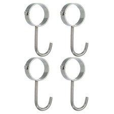 4Pcs 1.26" Inner Diameter Closet Rod Hooks Hanging Tube Closet Rods Silver