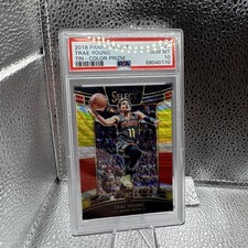 2018 PANINI SELECT TRAE YOUNG TR-COLOR PRIZM ROOKIE CARD #45 PSA 10. rookie card picture