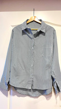 Damen Bluse 2XL grün gestreift Langarm Krage...