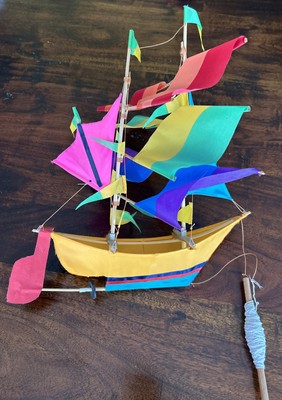 Kite, Colorful 3D Sailboat, Flying Kite, Ship, Boat, Single Line, Beach