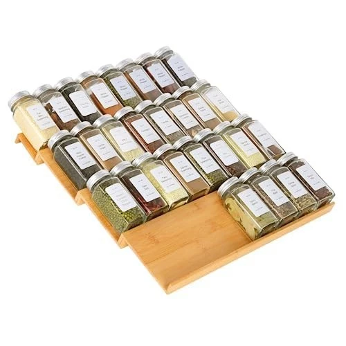 Spice Drawer Organzier,4 Tiers Spice Rack Tray Insert for Cabinet Drawer Coun...