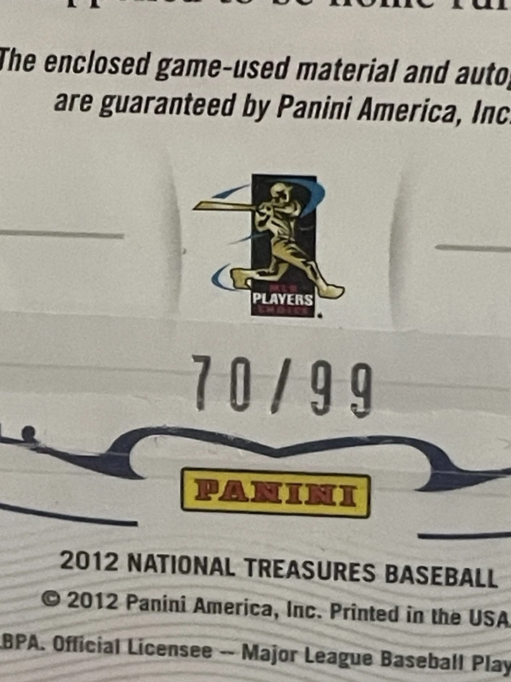 2012 Panini National Treasures-Signature Materials #100 Yasmani Grandal /99 - Image 3 of 3