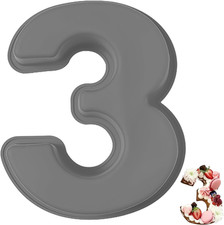 Kuchenform Zahlen Silikon Backform Zahl 3, Number Cake Backform, Groß 3D Zahlen 