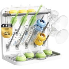 Lifewit Baby Bottle Drying Rack with 10 Hooks, Medium-10 White grey