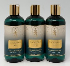 3 BATH  BODY WORKS AROMATHERAPY EUCALYPTUS PINE WASH FOAM SHOWER GEL 10 OZ ALOE