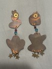 VINTAGE ENAMEL KITSCH COWBOY  DANGLE 80s EARRINGS!  — photo 3