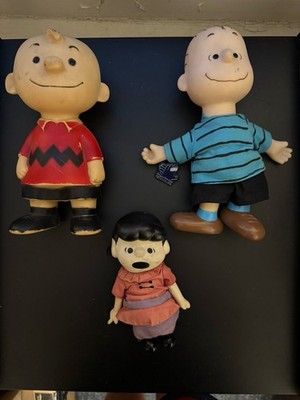 Peanuts Characters - Charlie Brown, Linus, Lucy - A Little Worn - See Pics
