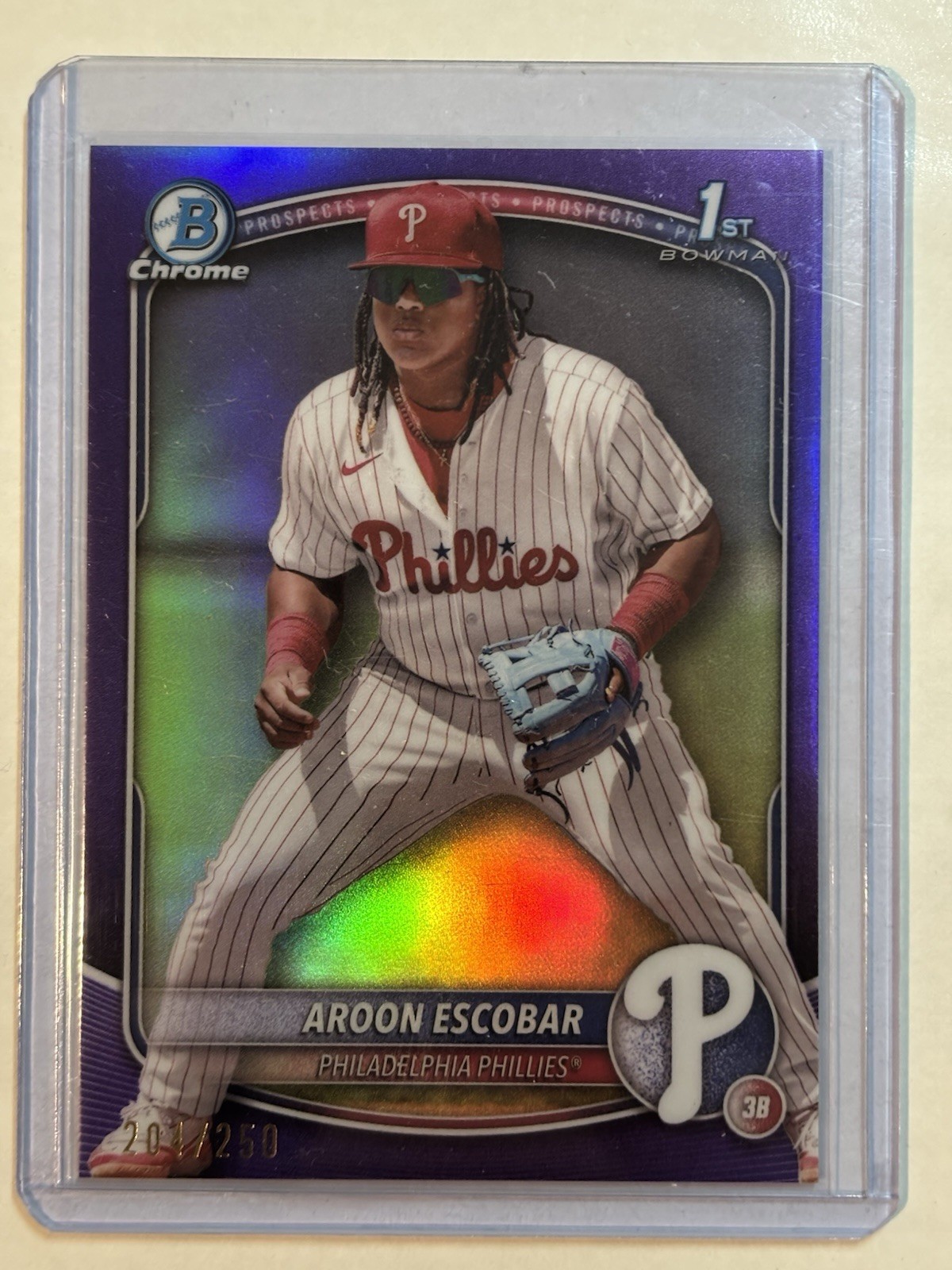2025 Bowman - Chrome Prospects Aroon Escobar #BCP-65 Purple Refractor /250 (RC)