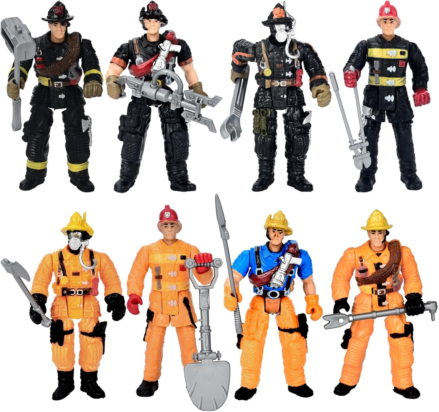 8 Pieces Firefighter Action Figures, Fireman Toys for 3 4 5 