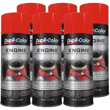 Duplicolor DE1607 (6-Pack), Engine Enamel Paint, Chevy Orange-Red, 12 oz Aerosol