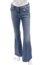 McGuire Women Blue Flared Jeans Low Rise Button Fly Size 28