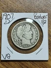 1907 D Barber Silver Half Dollar Very Good VG U.S. 50c Type Coin (Raw16854)