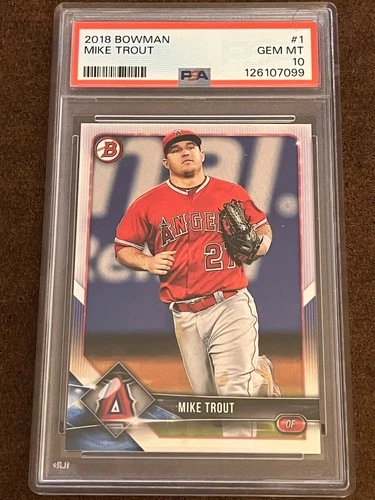 2018 Bowman Baseball - #1 Mike Trout Angels Gem Mint GEM MT PSA 10 (Set Break)