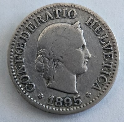 1895 B Switzerland 10 Rappen Copper-Nickel Bern Mint Raw Circulated