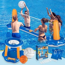 Pool Volleyball Set Basketball Hoop 125" Larger Pool Volleyball Net Inground
