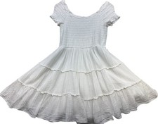American Eagle Women's Tiered Smocked Sundress Short Sleeve Size Medium White
