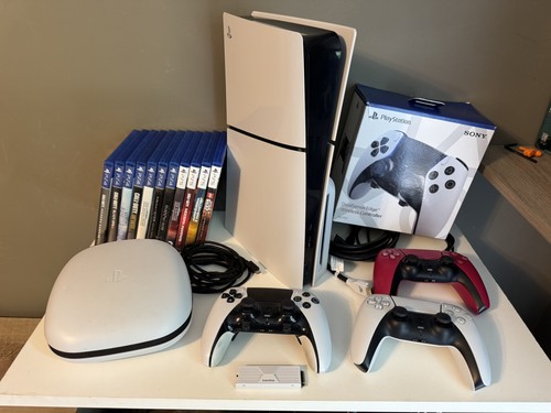 Sony PlayStation 5 Slim Disc Version 1 TB w/ SSD, Controllers, Games Lot thumbnail 2