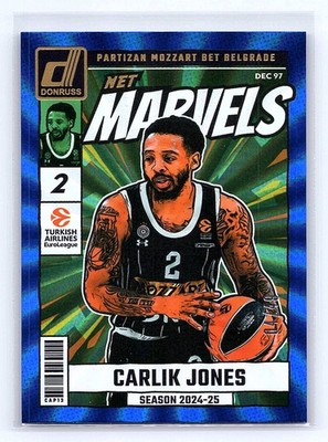 Carlik Jones 2024-25 Donruss EuroLeague #3 Net Marvels Blue Laser #/49